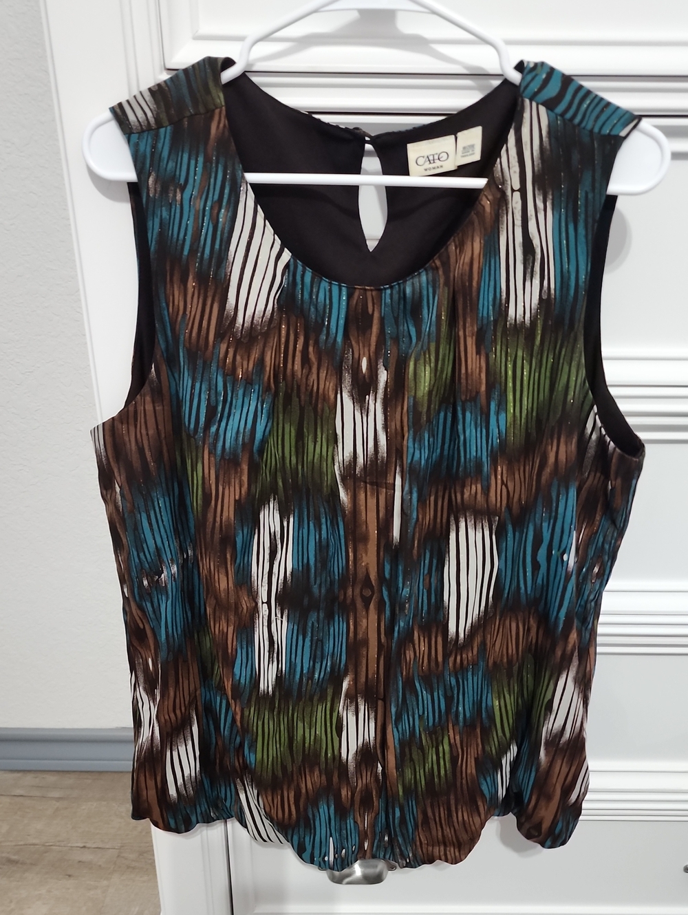 Cato Multicolor Striped Sleeveless Top - Teal, Brown, Green, White